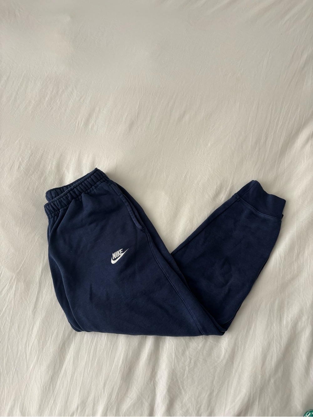 Nike Navy Blue Fleece Jogger Sweatpants Embroidered Logo